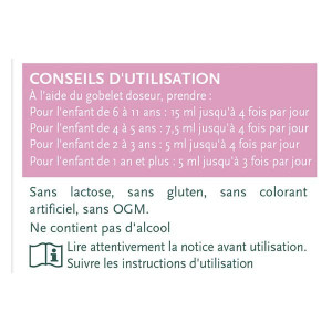 Le sirop toux sèche & grasse enfant Phytosun Aroms soulage rapidement la  toux de l'enfant dès 1 an.